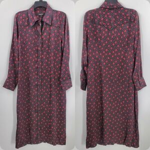 Madewell Button Front Midi Shirtdress Floral Viscose Satin Size 8 NEW NT371